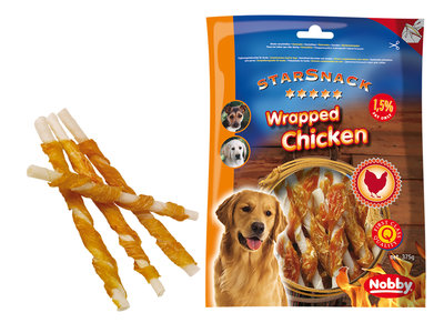 Snack hond kip stick omwikkeld 375g/12,5cmxØ7-8mm