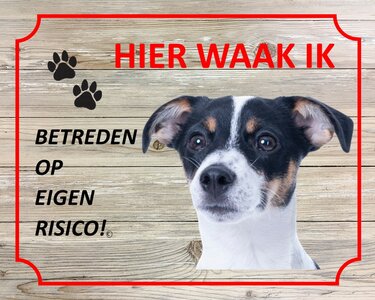 Bord Hier waak ik  Jack Russel