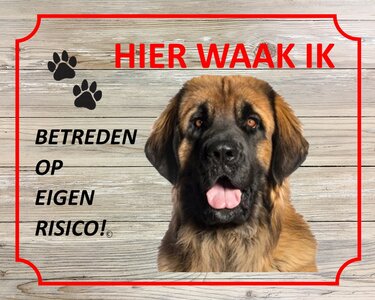 Bord Hier waak ik  Leonberger