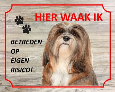 Bord Hier waak ik  Lhasa Apso